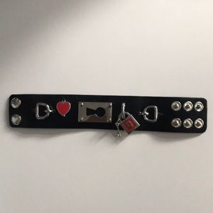 Disney queen of hearts faux leather cuff